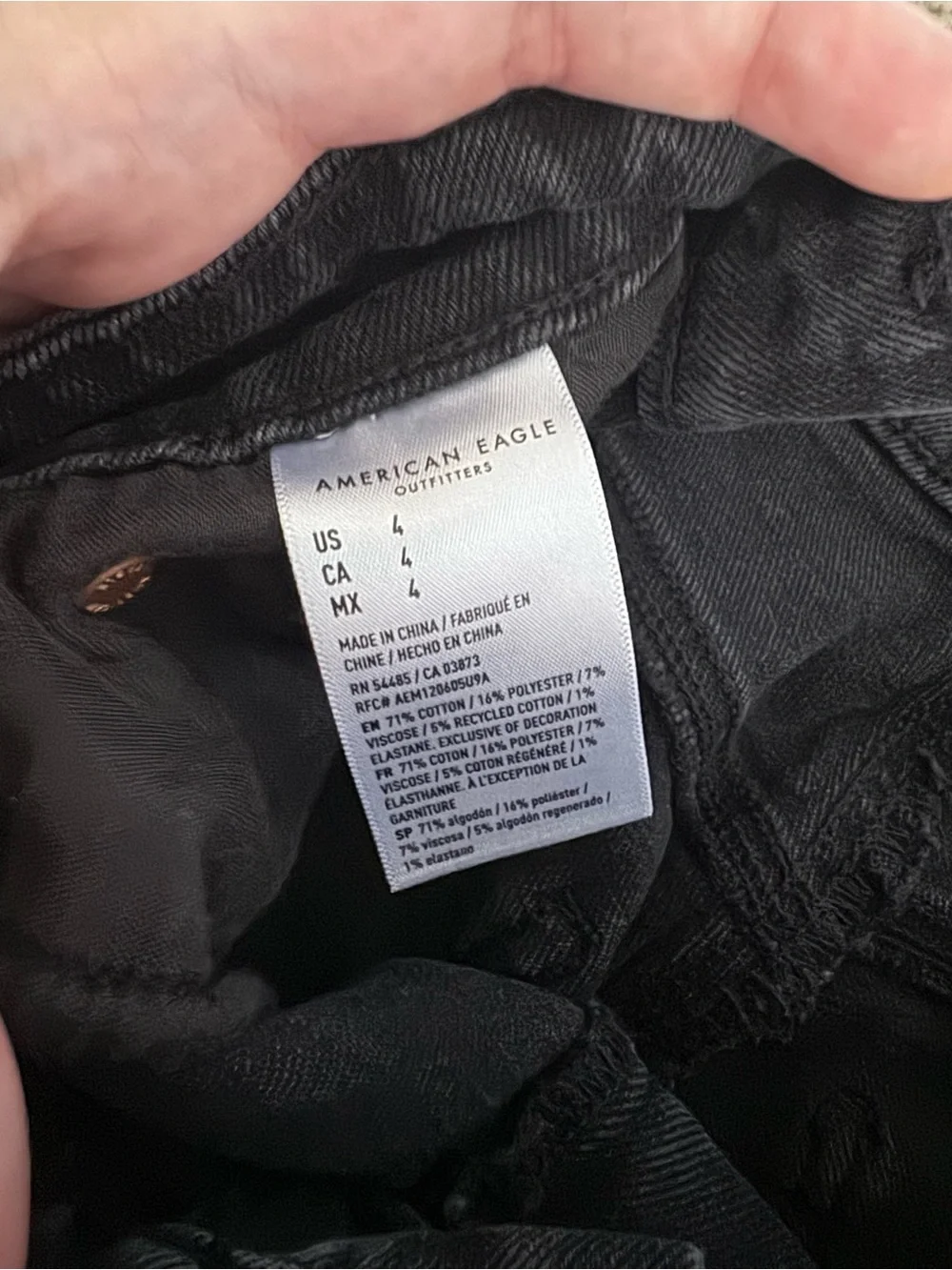 American Eagle Outfitters Stretch Black High Rise Shorts Denim Cutoff Size 4